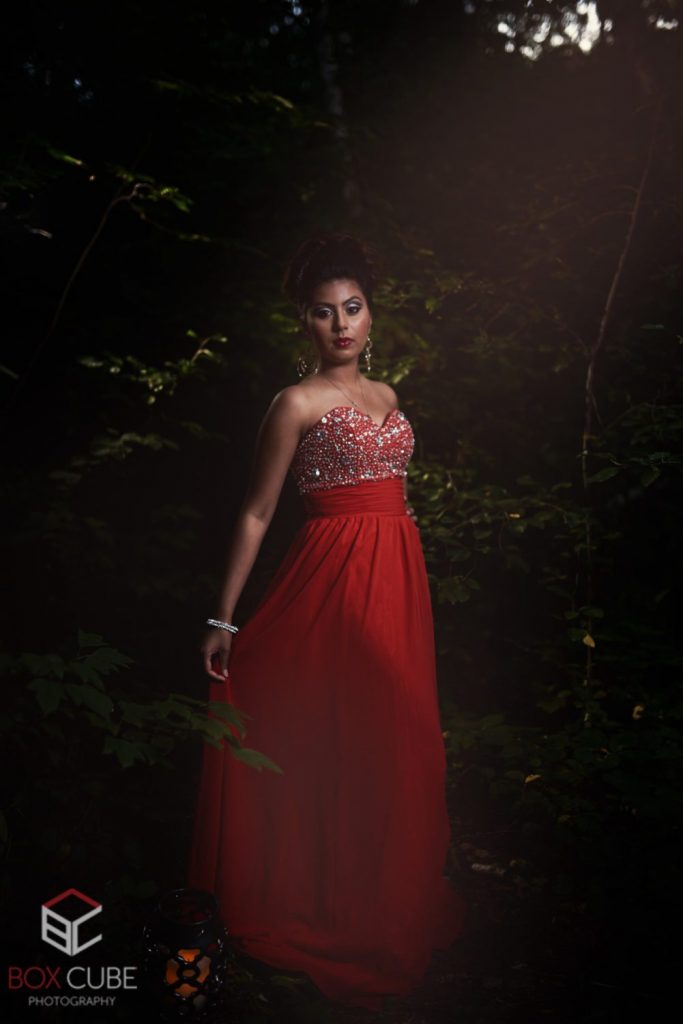 Ashley Prasad – Riti Jain TFP29 Portrait Photographer Edmonton, photos of model in river valley Edmonton wearing red dress