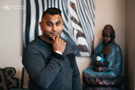 Fazman Patel, Edmonton's Wedding DJ. Portrait taken by Edmonton Wedding Photographer, Box Cube Photography