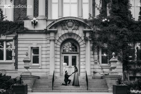 Engagement photos at the old arts building, university of alberta