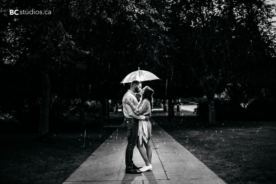 engagement photography in rain