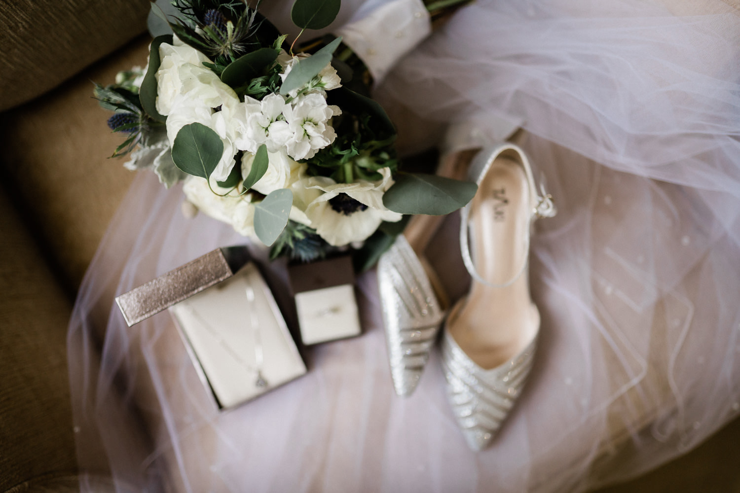 flowers and wedding shoes