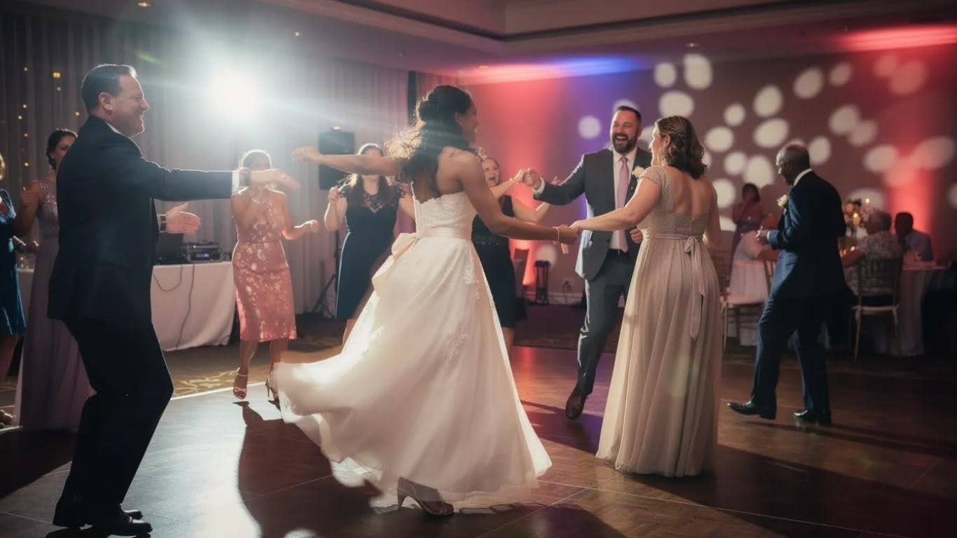 people dancing at wedding party